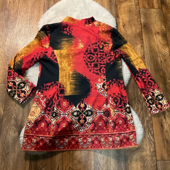 Chicos Jacket Womens 2 Large Printed Statement Blazer Artsy Career Boho Unique - Picture 9 of 12